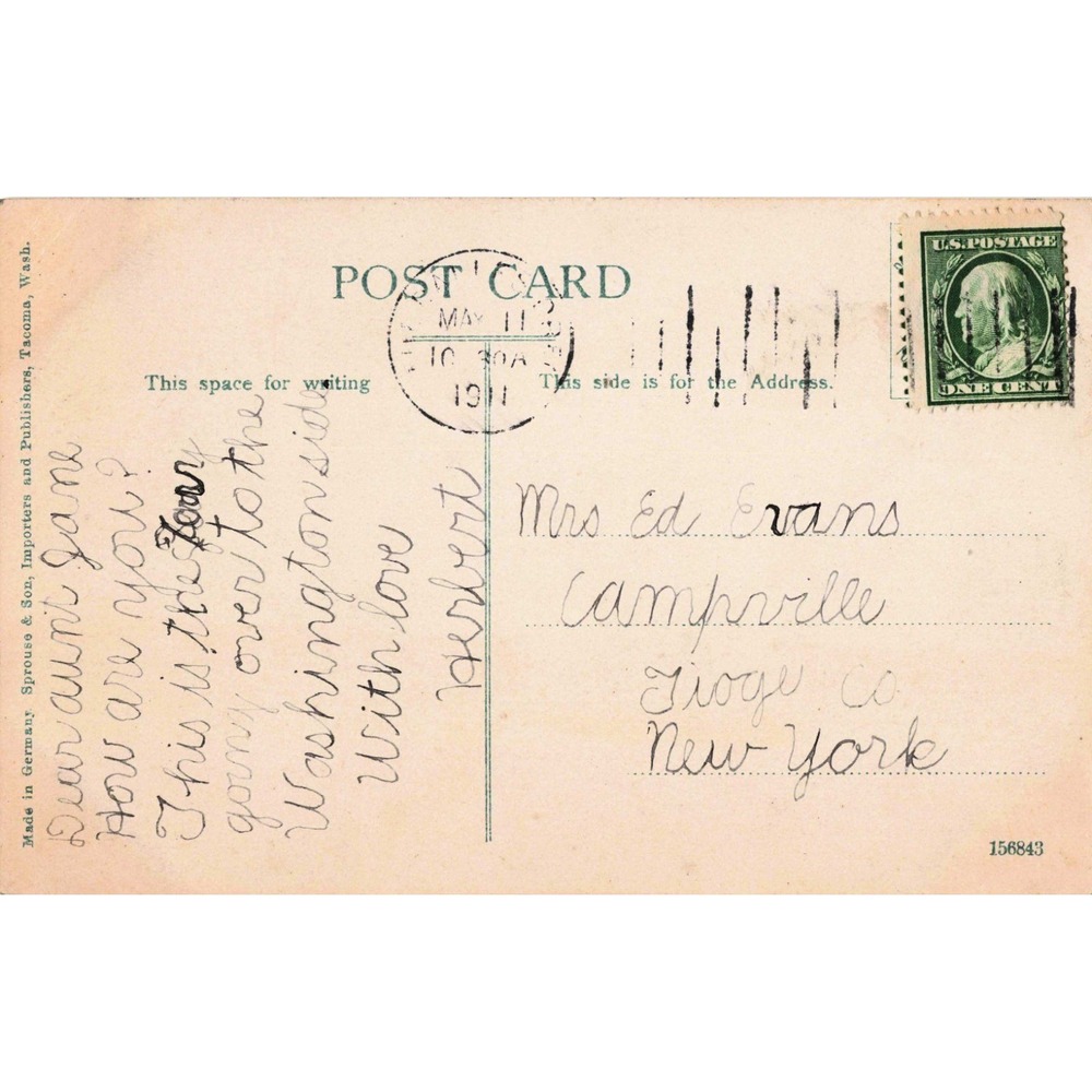 Vintage 1911 Columbia River Ferry Postcard The Dalles Oregon Sprouse & Son Litho - Picture 2 of 2